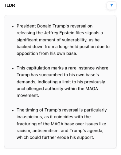 TLDR summary interface